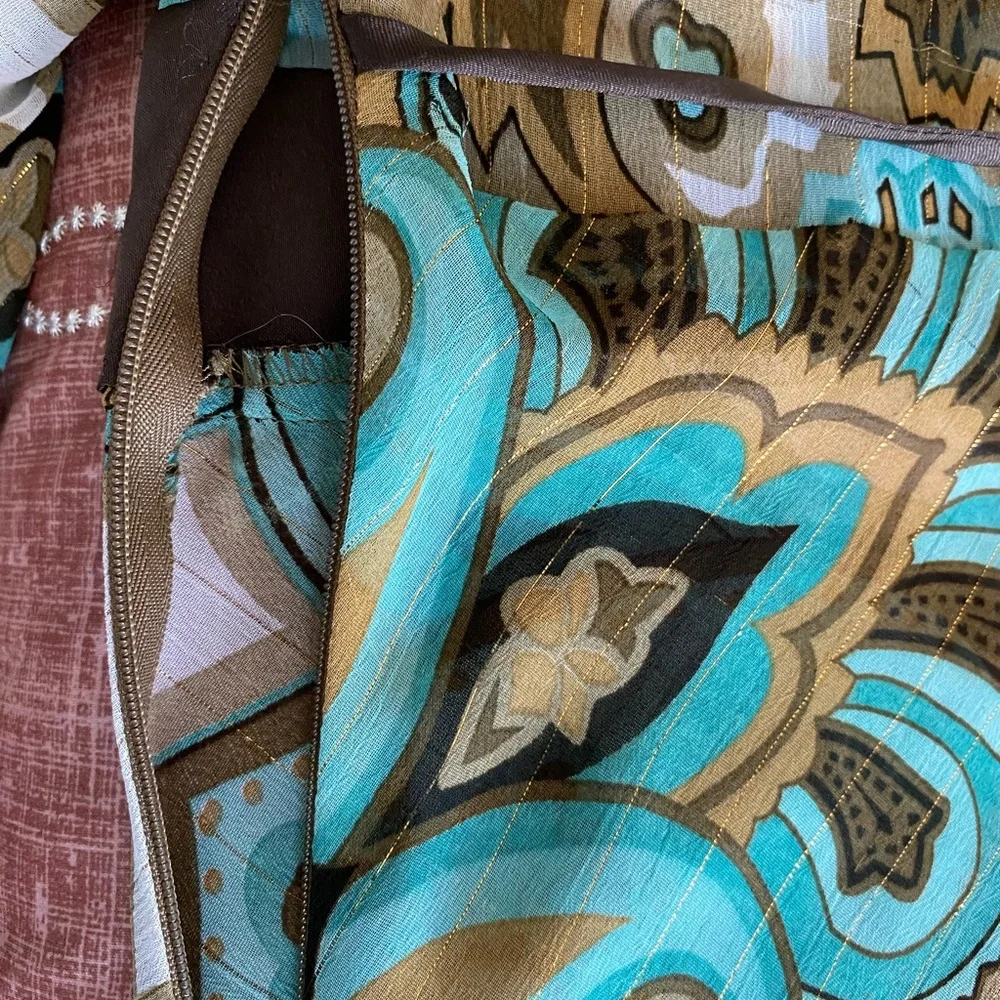 Rampage Teal and Brown Paisley Sheer Blouse - Picture 6 of 6